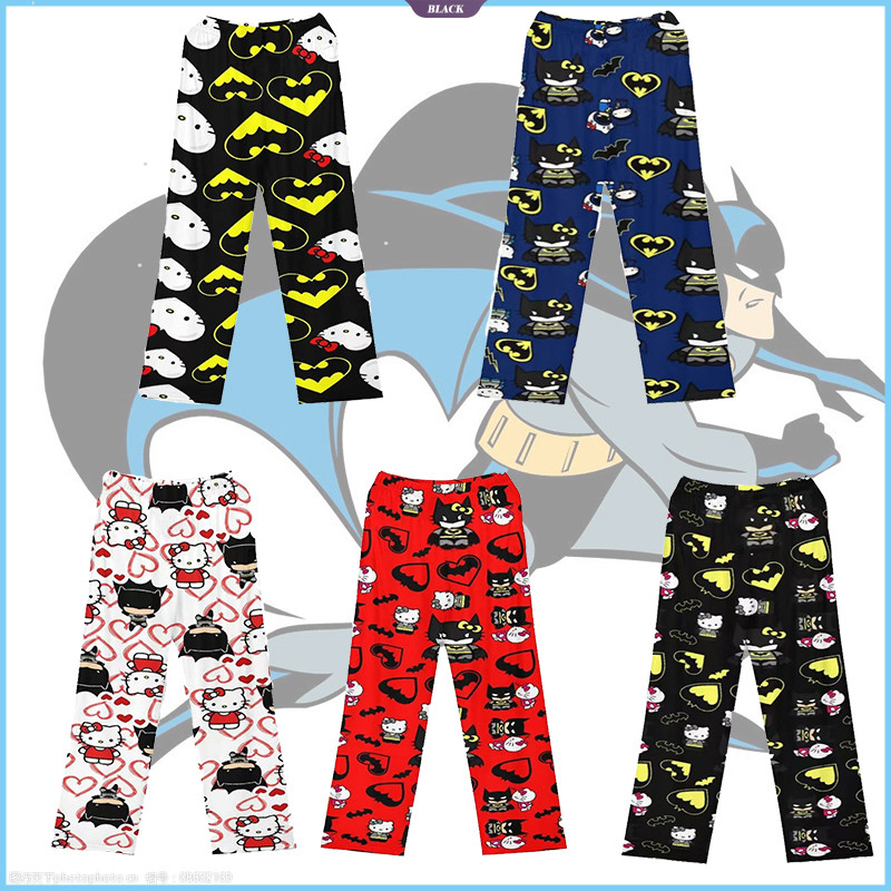 Sanrio Hellokitty Batman Mỏng Loose In Pyjama Quần Thu Đông Y2k Hoạt Hình Hip Hop Home Trang Phục Thường Ngày [BL]