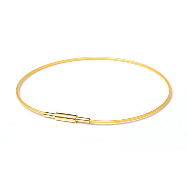 Vòng tay nữ 1mm vàng đỏ, lỗ nhỏ, hạt bện, dây da