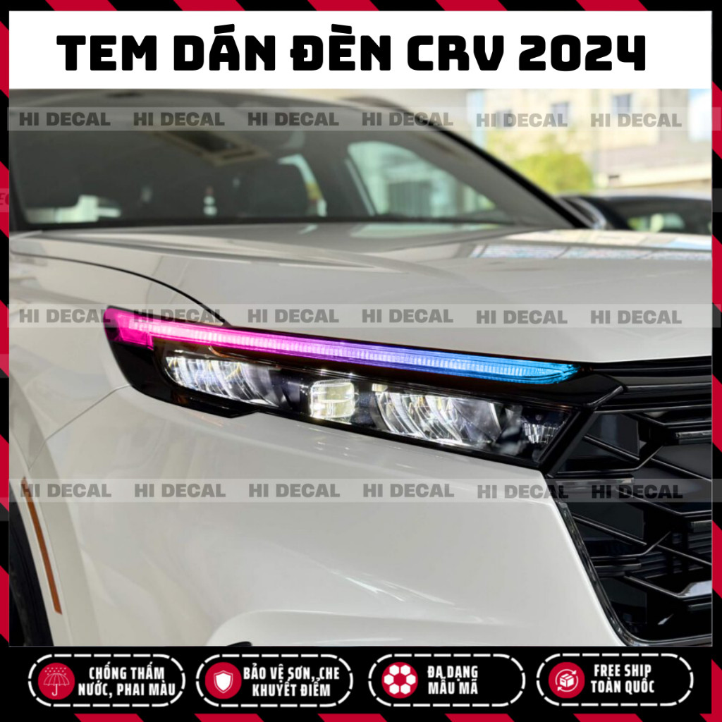 Tem dán đèn CRV 2023 2024 2025, decal trang trí đèn CRV chống nước, bền màu