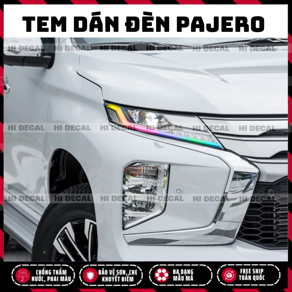 Tem dán đèn Pajero, decal trang trí đèn Pajero chống nước bền màu