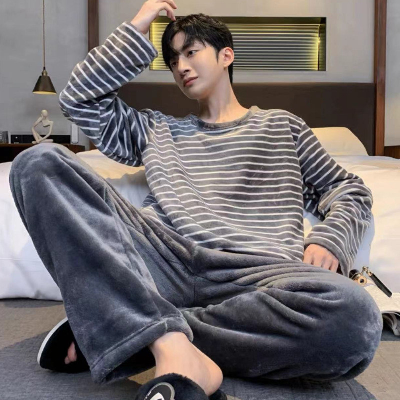 Bộ Đồ Ngủ Flannel Nam Lông Cừu Lót Hoạt Hình Thường Ngày Ấm Bộ Đồ Ngủ