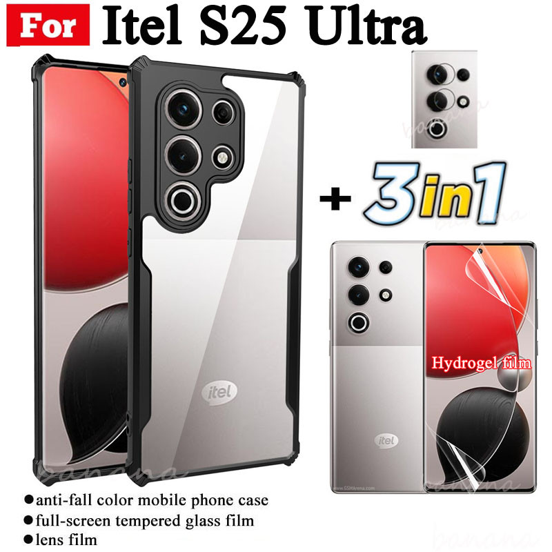Ốp điện thoại chống sốc 3in1 Itel S25 Ultra cho Itel S25Ultra Phim Hydrogel mềm + Phim ống kính máy ảnh
