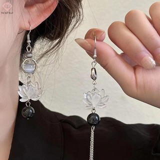 [Pcwkkef] 1 Đôi Bông Tai Sen Tinh Tế Độc Đáo Hoa Hồng Thanh Lịch Bất Đối Xứng Thả Bông Tai Nữ VintageJewelry Phụ Kiện Mới