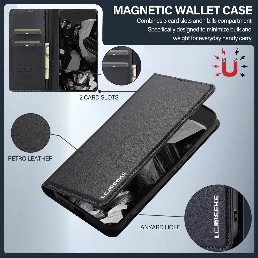Ví Da Flip Case Dành Cho Nữ Nam Có Giá Đỡ Thẻ Chân Đế Cho Google Pixel 9 8 7 Pro XL 8A 7A Vỏ Điện Thoại Bảo Vệ Chống Sốc