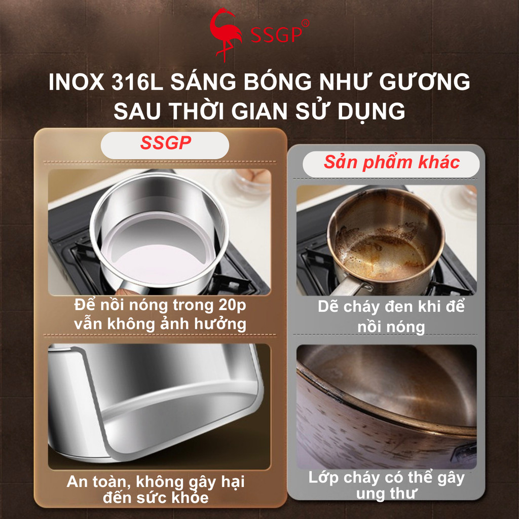 Quánh inox 316L Berlin Classic SSGP  nấu cháo, nấu bột, trẻ em , nấu mì hàng chính hãng