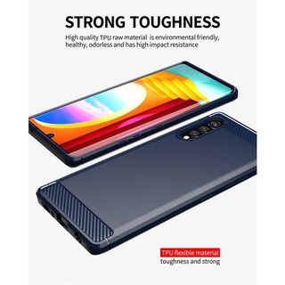 Mới LG Velvet 5G Mềm Chống Sốc TPU Ốp Lưng Sợi Carbon Kết Cấu Chống Sốc Bảo Vệ Vỏ Điện Thoại
