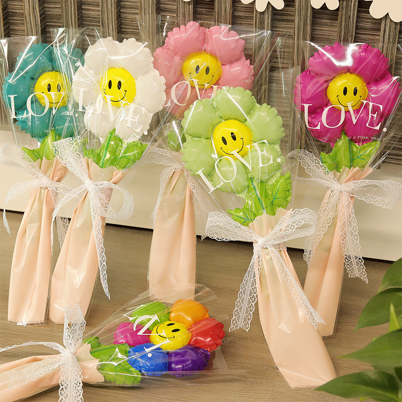 Lá Xanh Hoa Cúc Lá Cầm Tay Bóng Bay Mặt Cười Hoa Hướng Dương Ballon Trang Trí Lễ Tình Nhân