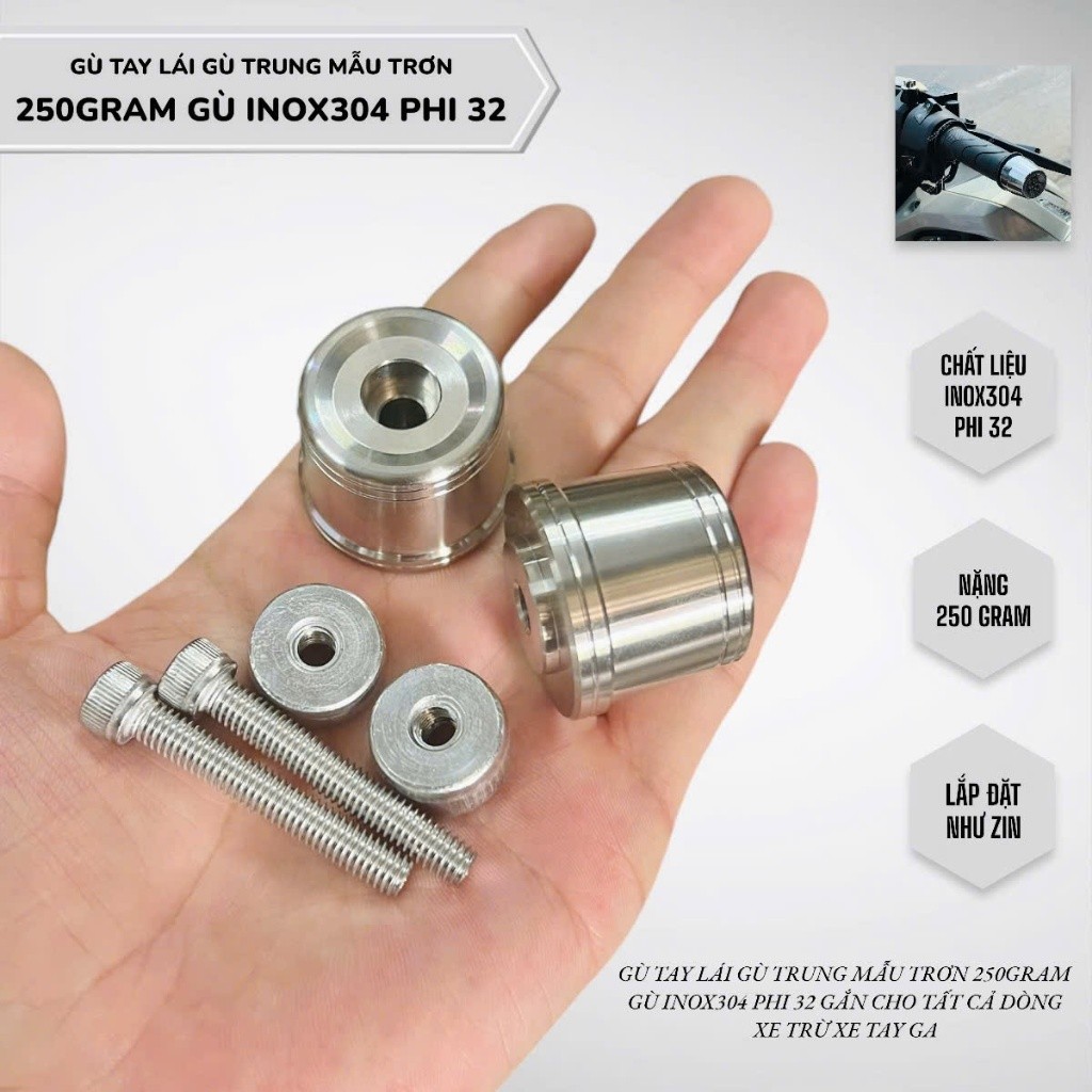Gù Inox 304, Gù tay lái Inox 304 tặng kèm cục đôn đồ chơi phụ kiện gù ...