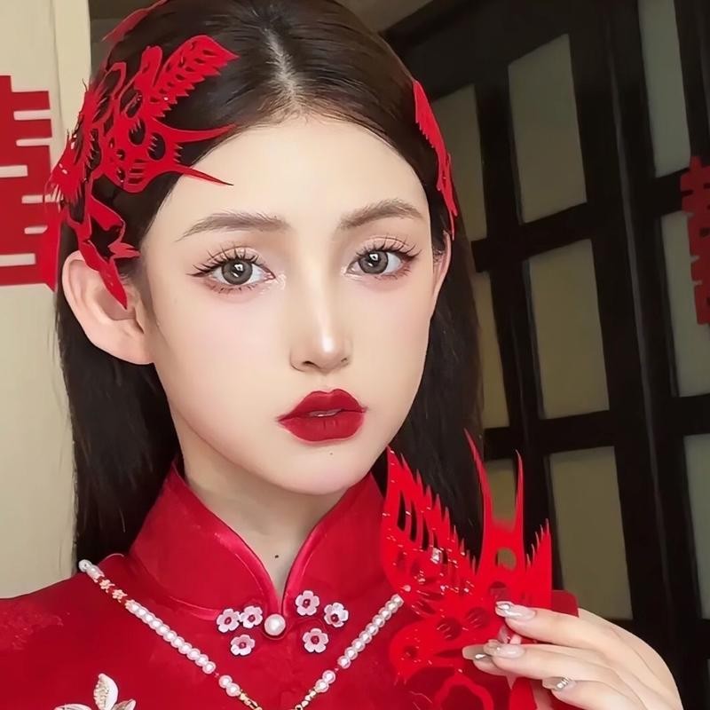 Mới Phong Cách Trung Hoa Màu Đỏ Hạnh Phúc Nhân Vật Cô Dâu Phụ Kiện Tóc Kẹp Tóc