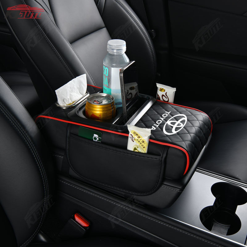 Toyota Xe Tay Hộp Chiều Cao Miếng Lót Da Trung Tâm Túi Bảo Quản Cốc Nước Cho Xe Toyota Veloz Raize Vios Avanza Innova Fortuner Corolla Rush Alphard Agya Harrier Hilux Wigo