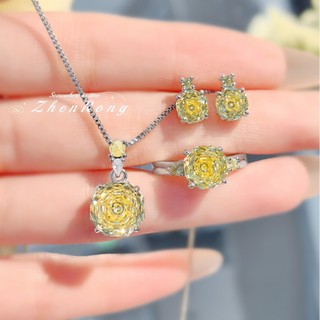 Châu Âu Mỹ ins Phong Cách Mới Kim Cương Hình Bát Giác Hoa Hồng Cắt Nhiều Màu Sắc Trang Sức Phù Hợp Với Nữ