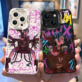 Ốp điện thoại di động sơn thời trang Jinx cho iPhone16 / 15 / 14 / 13 / MINI / 12 / 11 / Pro MAX / X / XS / XR / 7 / 8 / 6 Vỏ bảo vệ toàn diện bằng silicon lỏng chống sốc và chống rơi