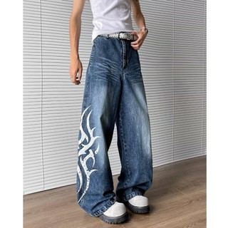 GKSSS Quần jean nam đường phố cao cấp Mỹ dáng rộng hợp thời trang phong cách trung lập phong cách đường phố