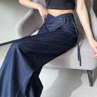 M-4XL Quần Size Lớn Nữ Tencel Quần Dài Drap Quần Nẹp Phù Hợp Với Quần Nữ Phong Cách Trung Hoa Mới Khóa Đĩa 2025 Thẳng Quần Nữ Thường Ngày Mùa Hè Quần Ống Rộng Quần Áo Nữ Size Lớn