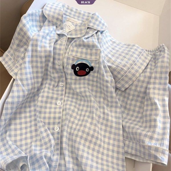 Bộ Đồ Ngủ Hoa Dễ Thương Nhật Bản Nữ Mùa Hè Tay Ngắn Ngọt Ngào Nơ Cổ Tròn Loungewear Set [BL]