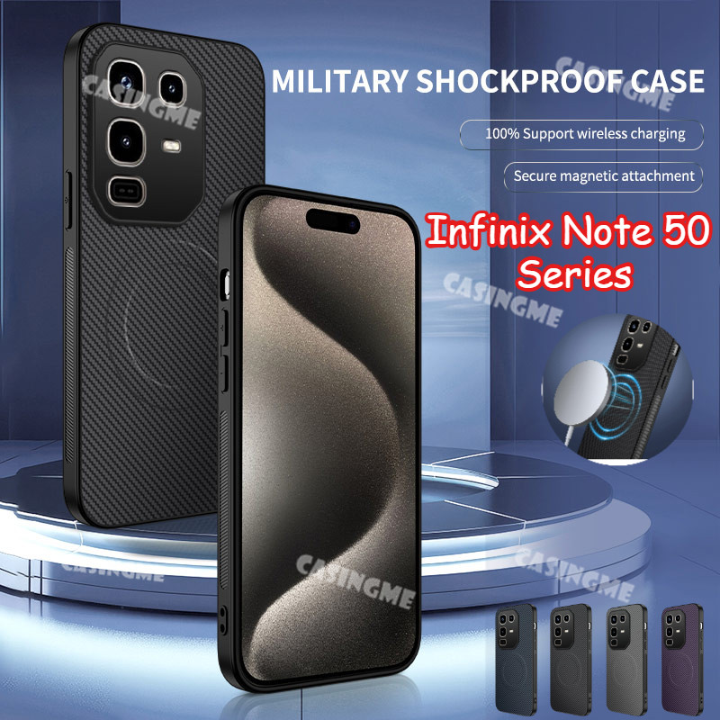 Dành Cho Infinix Note 50 Pro 4G 2025 Ốp Điện Thoại Từ Tính Họa Tiết Sợi Carbon Cho Infinix Note 50 X S Pro Pro Plus Note50 50X 50S 50Pro + 4G 5G 2025 Mặt Sau Da Bảo Vệ Chống Sốc C