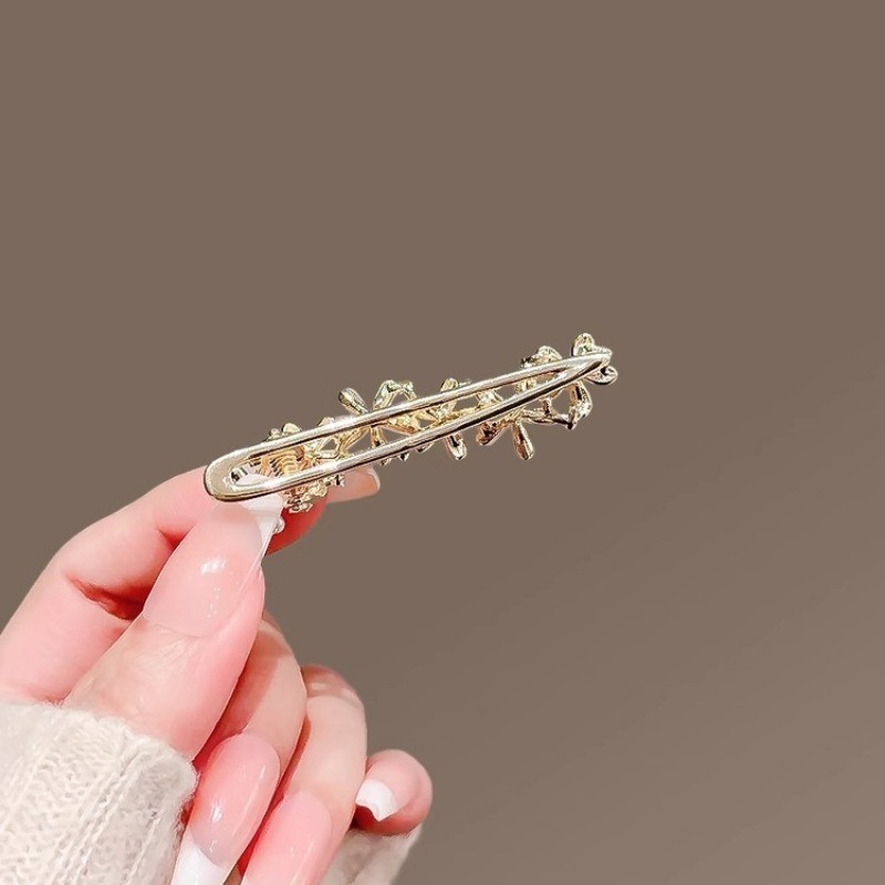 MAUROPOLI [Sẵn sàng] Kẹp mỏ vịt hoa ngọc trai tinh tế kiểu Pháp Kẹp tóc siêu cổ tích Kẹp tóc bên cao cấp Kẹp tóc gãy