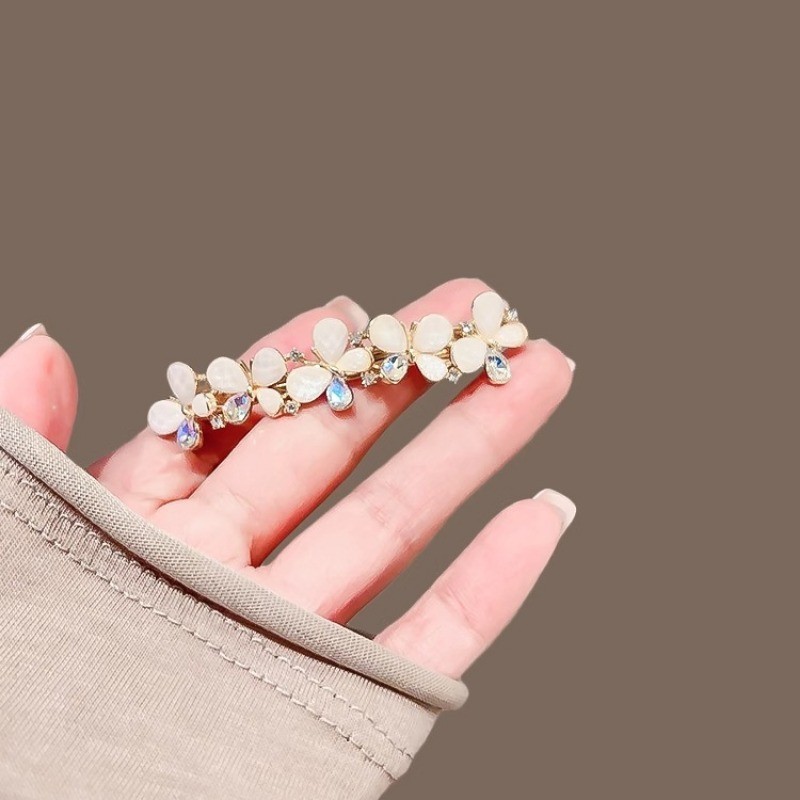 MAUROPOLI [Sẵn sàng] Kẹp lò xo hình bướm pha lê thủy tinh sang trọng nhẹ nhàng Kẹp tóc kim cương giả có giá trị cao cấp tinh tế Kẹp tóc sang trọng Kẹp bên