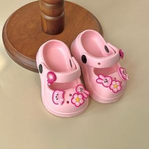 dép sục nhựa gắn sticker thỏ hoa đáng yêu bé thích mê chất liệu eva êm mềm nhẹ chống trượt cho bé gái S21