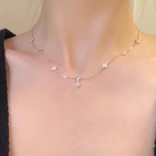 Vòng cổ cỏ ba lá bạc S925 Trang sức thời trang đơn giản Quà tặng nữ