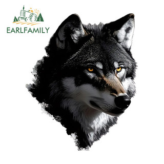 EARLFAMILY Black Wolf Head Car Dán Kính Chắn Gió Caravan Mũ Bảo Hiểm Laptop Chống Trầy Xước JDM Vinyl Decal Cá Tính Chống Thấm Nước Kiểu Dáng Xe