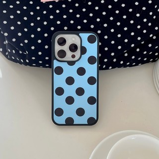 Zhao Lusi Cùng Một Ốp Lưng Cho iPhone Đen Trắng Chấm Bi Acrylic Cạnh Đen Apple iPhone Case 16ProMax 15Pro 14Pro Chống Rơi