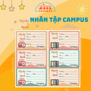 Mẫu Nhiều Loại Nhãn Tập Campus/Túi 18 Nhãn Vở Học Sinh Campus, Văn Phòng Phẩm Sao Mai