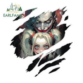 EARLFAMILY Joker và Harley Quinn Xé Xe Dán Anime Phong Cách Đen Cá Tính Xe Máy Tủ Lạnh Ván Trượt Vali Chống Thấm Nước Decal Nhãn Xe