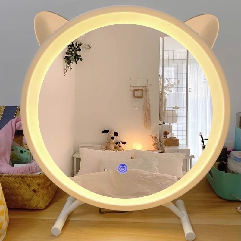 ✨9829 Tai Mèo Tây Tạng Hộ Gia Đình Dẫn Gương Trang Điểm Bàn Trang Điểm Có Đèn Ký Túc Xá Để Bàn Phòng Ngủ Gương Để Bàn 25.5.12