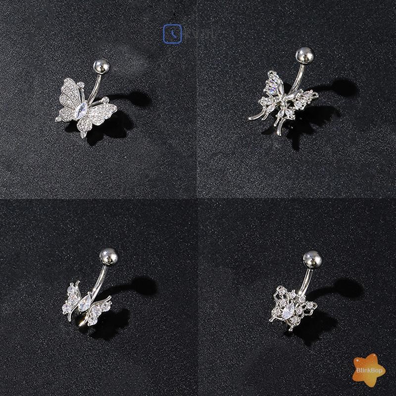 [KvJJL-t] Nhẫn Nút Nơ Thời Trang Nhẫn Thép Không Gỉ Zircon Rốn Xuyên Nhẫn Dành Cho Nữ Bé Gái Trang Sức Cơ Thể Gợi Cảm Món Quà Mới