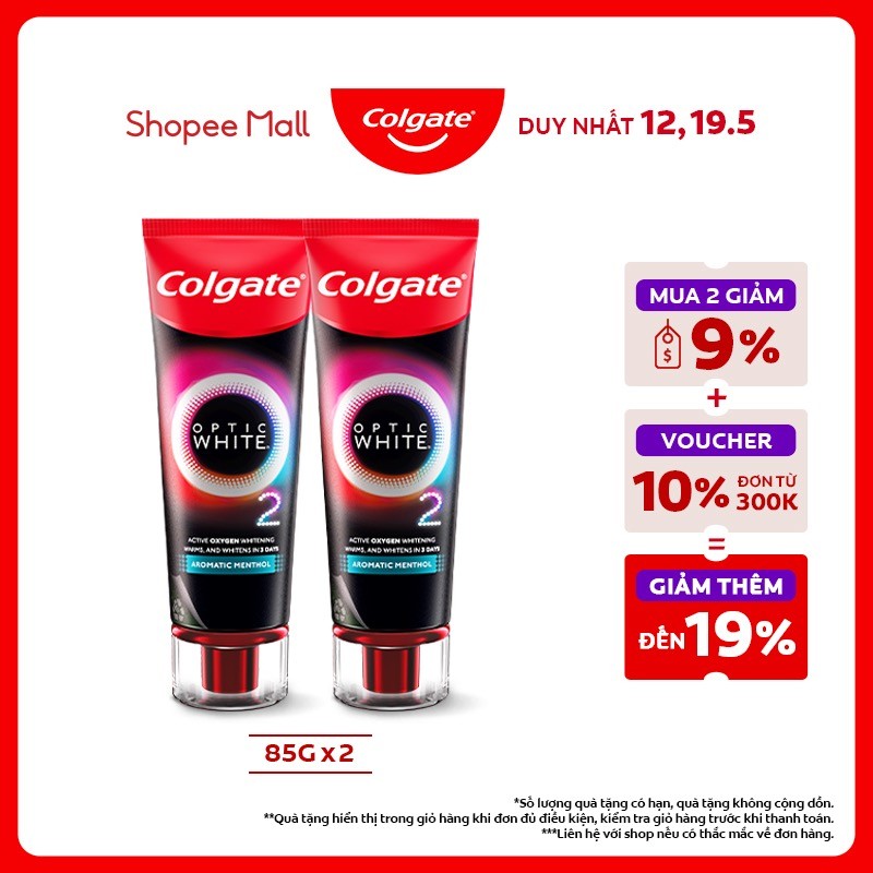 Ảnh Bộ 2 Kem Đánh Răng Colgate trắng răng TRONG 3 NGÀY Optic White O2 với Oxy Hoạt Tính 85g/tuýp 1