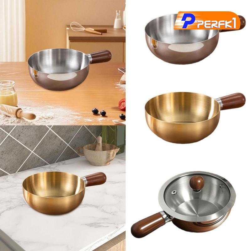 Nồi Sữa Nóng Mini Sốt Nhỏ Chống Trơn Trượt Cho Luộc Thép Không Gỉ Có Tay Cầm Gỗ Dụng Cụ Nấu Ăn Nồi Dầu