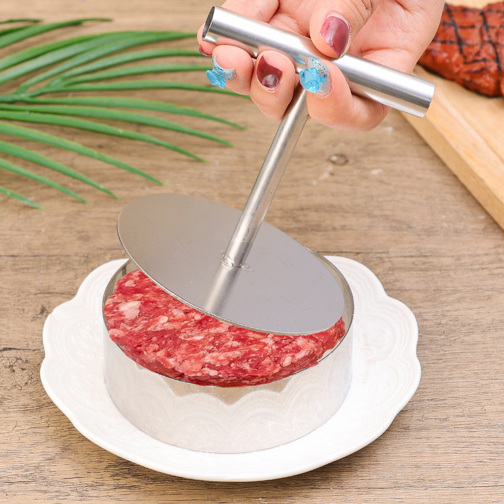 Dụng cụ ép Patty Maker bằng thép không gỉ - Khuôn Burger thịt hạng nặng có vòng đế có thể tháo rời, Máy rửa chén Phụ kiện nhà bếp gia đình an toàn để nấu ăn