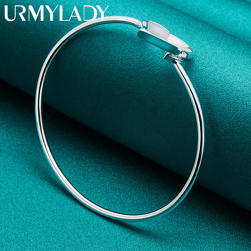 URMYLADY - Lắc tay bạc 925 hình trái tim mịn, trang sức thời trang dành cho nữ