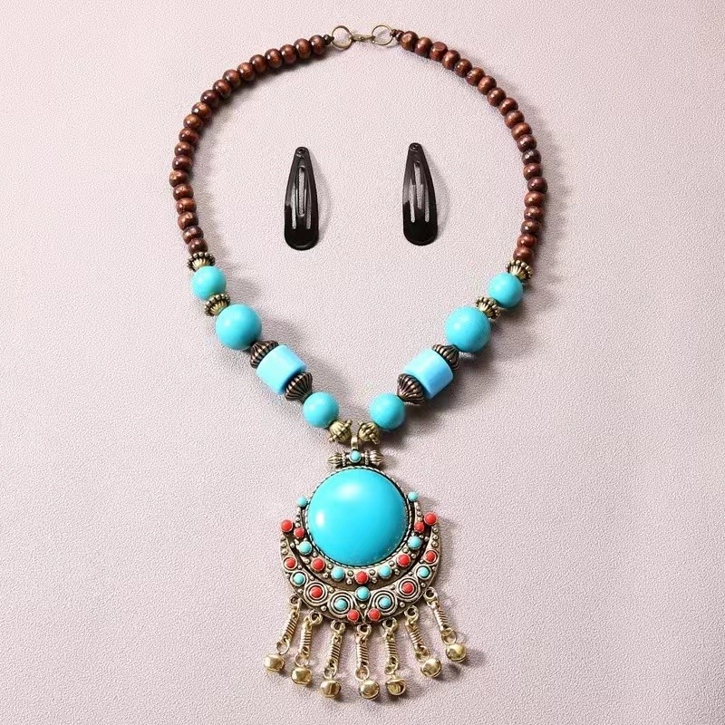 Phụ kiện tóc tua rua phong cách dân tộc cổ điển Tây Tạng, dây chuyền cổ xương đòn cá tính Bohemian, phụ kiện tóc chụp ảnh du lịch DZAD