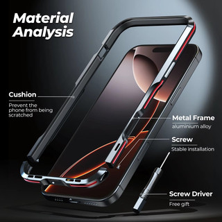 [Jlk] Ốp Lưng Nhôm Cho iPhone 16 E 15 14 13 12 Pro Max 16Pro 16ProMax S25 S24 S23 Ultra Cover 16Plus Khung Kim Loại Chống Sốc Vỏ Điện Thoại
