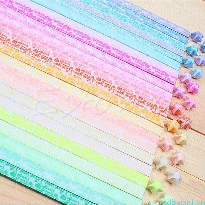 Redbaiaa1 30 Chiếc Dạ Quang Ngôi Sao May Mắn Gấp Giấy Origami Ngôi Sao May Mắn Origami Giấy Ruy Băng