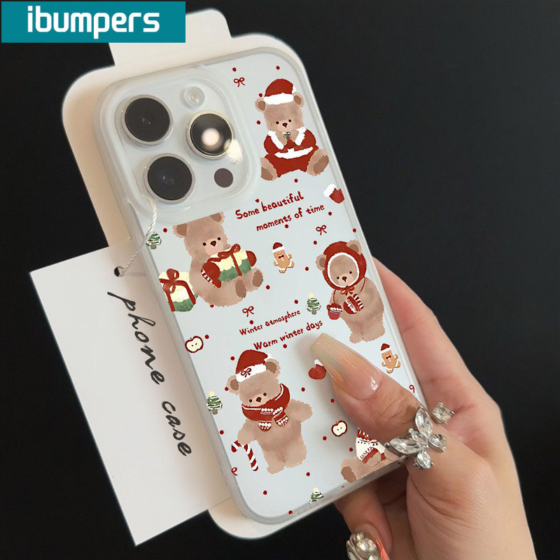 ibumpers Ốp Lưng IPhone Dễ Thương Họa Tiết Chó Giáng Sinh Ốp Điện Thoại Trong Suốt Nhám Mờ TPU Mỏng Chống Sốc Chống Bẩn Cho IPhone 16 15 14 12 13 11 Pro Max IP 7 8 Plus X XS XR