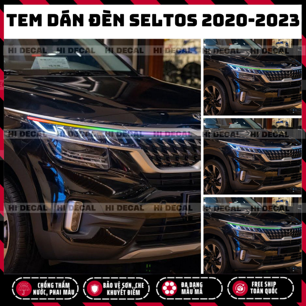 Tem dán đèn Kia Seltos 2020 - 2023, decal đổi màu đèn Seltos, tem dán trang trí bền màu