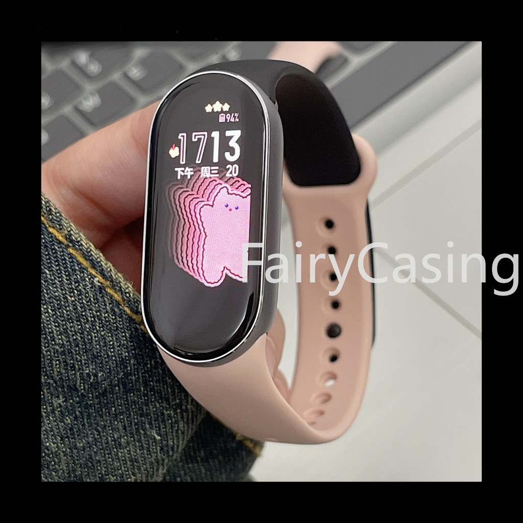 Dây Đeo Màu Kép Cho Xiaomi Mi Band 10 9 8 NFC Vòng Tay Silicon Cổ Tay Miband 9 NFC Thay Thế Pulsera Correa Dây Đeo Thể Thao