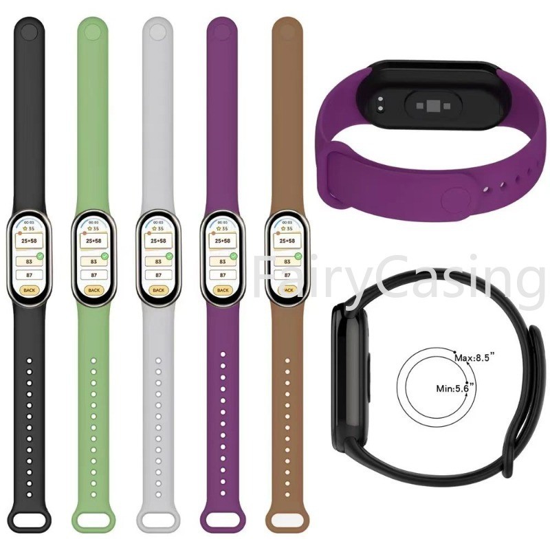 Không có đồng hồ Dây đeo silicon mềm cho Mi Band 10 9 8 Vòng đeo tay thể thao Dây đeo cổ tay cho Mi Band 7 6 5 4 3 NFC Phụ kiện thay thế