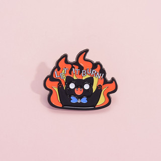 'LET It BURN 'Angry Black Cat Huy Hiệu Hoạt Hình Dễ Thương Men Trâm Ba Lô Phụ Kiện Trang Sức Quà Tặng Cho Bạn Bè