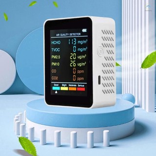 Trang chủ) 6 Trong 1 PM2.5 PM10 HCHO TVOC CO2 Máy dò chất lượng không khí đa chức năng CO Carbon Dioxide Formaldehyde Màn hình LCD Màn hình LCD Màn hình lớn Di động Văn phòng tại nhà Khách sạn Máy tính để bàn Air