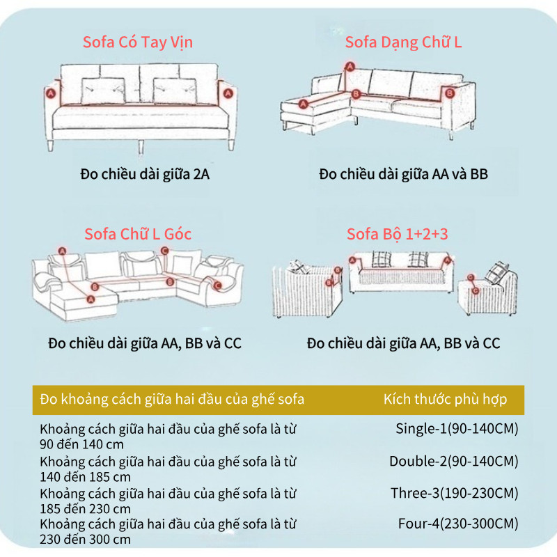 1/2/3/4 Bọc Ghế Sofa Chống Thấm Nước Chống Trượt,Vải Bọc Sofa Dày Và Co Giãn,Chống Cào Mèo Sử Dụng Được Cả Bốn Mùa