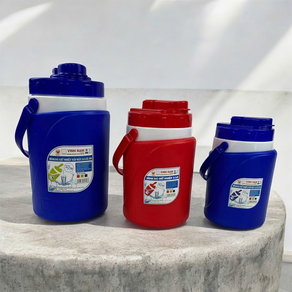 Bình Đá Giữ Nhiệt Nắp Bật Vinh Nam Plastic 1.5L 2L 3.5L Giữ Nhiệt Lên Đến 24h Bình Nước Giữ Nhiệt