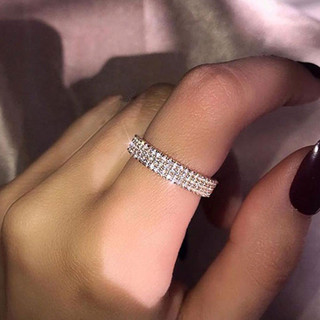 S925 Bạc Zircon Dòng Nhẫn Đơn Giản Trang Sức Thời Trang Nữ Quà Tặng 5