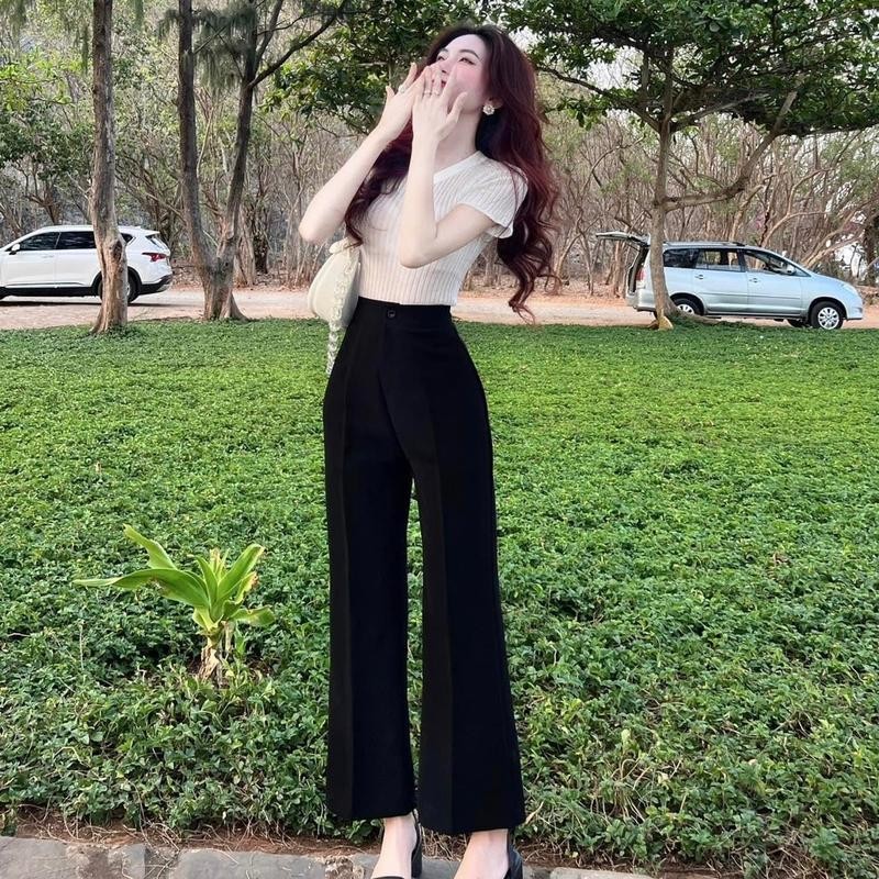Quần Tây Ống Loe Lưng Cao 1 Cúc