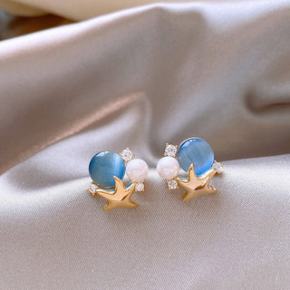 Mùa Xuân Mùa Hè Phong Cách Mới Ngọt Ngào Đơn Giản Sao Biển Ngọc Trai Bông Tai Thời Trang Sang Trọng Bông Tai