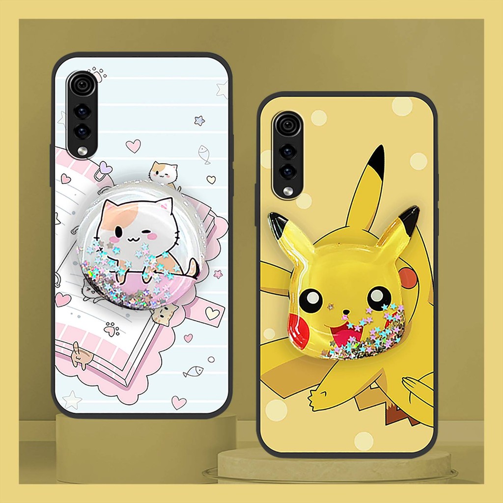 Ốp Lưng Lấp Lánh Ốp lưng LG Velvet 4G / 5G Cát Trôi Chống Bụi Bẩn Hoạt Hình Cát lún Silicon Mềm Vỏ Bảo Vệ Ống Kính Điện Thoại Chân Đế Xoay TPU Thiết Kế Thời Trang Dễ Thương