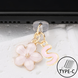1 Điện Thoại Di Động Chống Bụi Cắm Hồng Hoa Anh Đào Tiếng Anh Chữ Mặt Dây Chuyền Trang Trí Điện Thoại Di Động